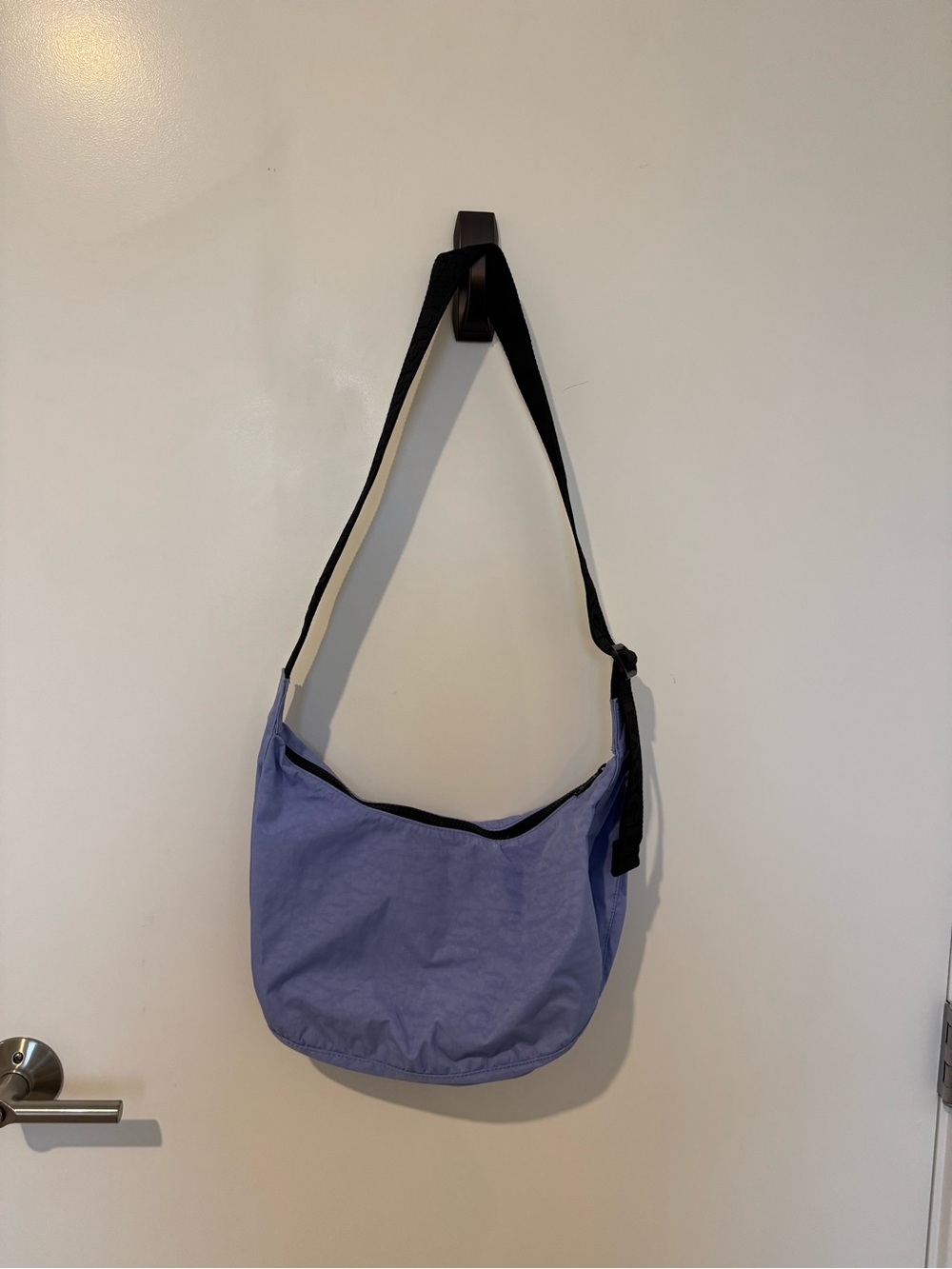 BAGGU Lavender Crossbody Bag with Black Strap